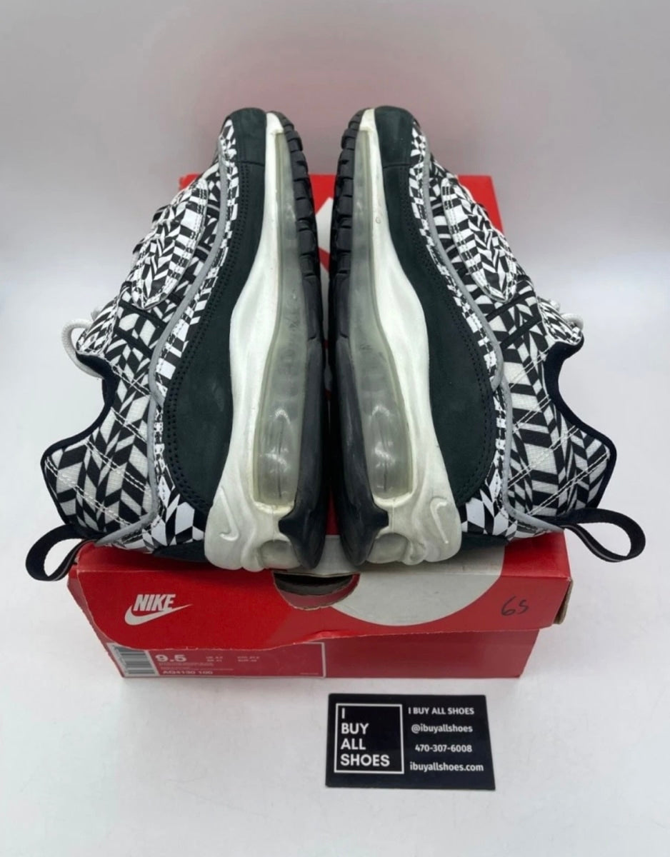 Nike Air Max 98 AOP Black 9.5 (Lightly Worn Pre-Owned)NikeWhite/Team Orange-Black - Image 4