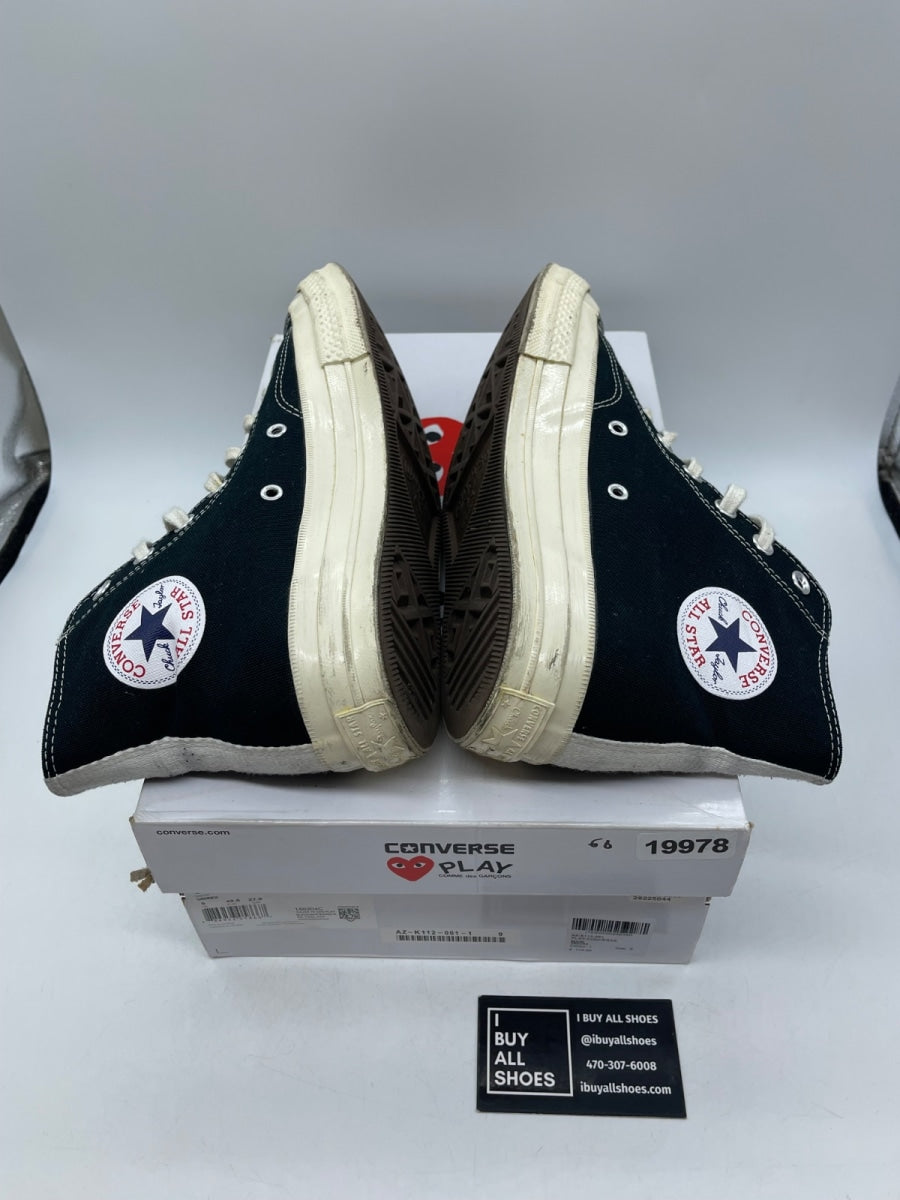 Converse Chuck Taylor All Star 70 Hi Comme des Garcons PLAY Black 9 (Moderately Worn Pre-Owned) - Image 6