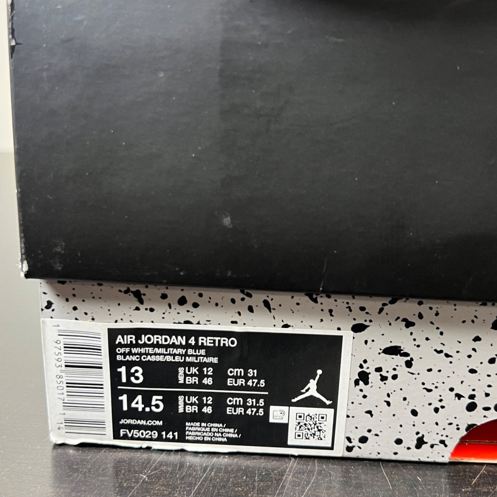 Jordan 4 Retro Military Blue (2024) 13 (Lightly Worn Pre-Owned)JordanOff-White/Military Blue/Neutral Grey - Image 5