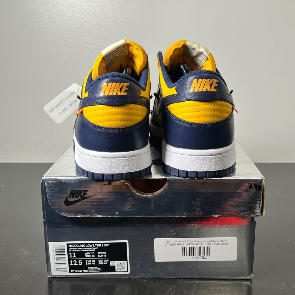 Nike Dunk Low Off-White University Gold 11 (Lightly Worn Pre-Owned)NikeUniversity Gold/Midnight Navy-White - Image 5