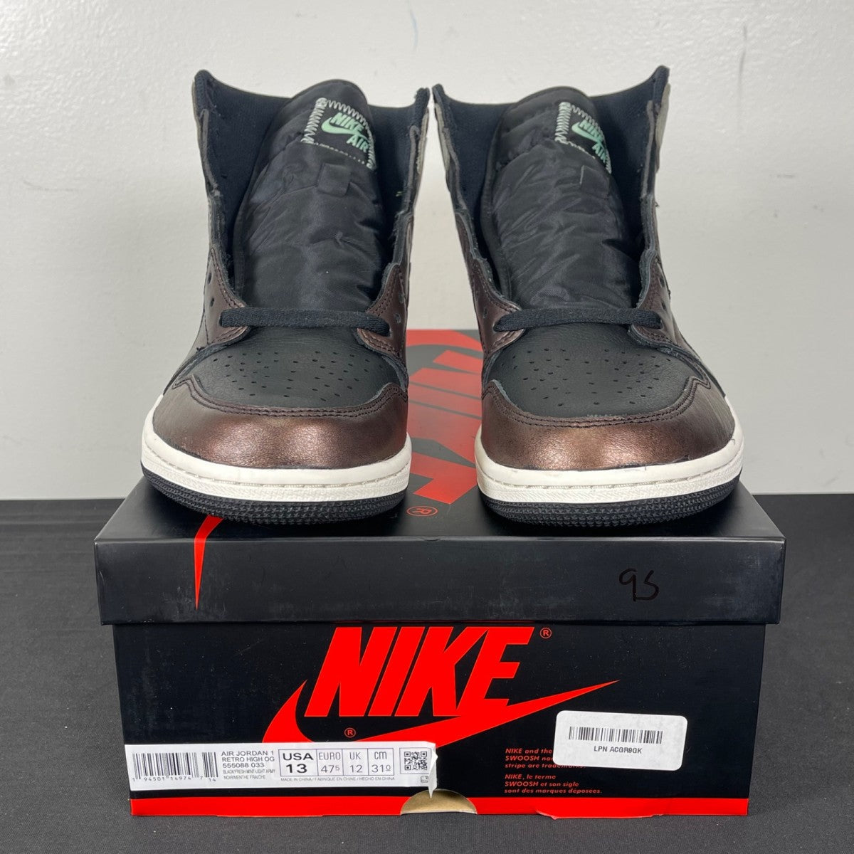 Jordan 1 Retro High Light Army Rust Shadow Patina 13 (Moderately Worn Pre-Owned)JordanBlack/Grey-Rust - Image 2
