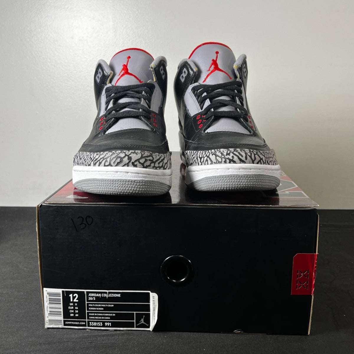 Jordan 3 Retro Black Cement CDP (2008) 12 (Moderately Worn Pre-Owned)JordanBlack/Cement Grey - Image 2