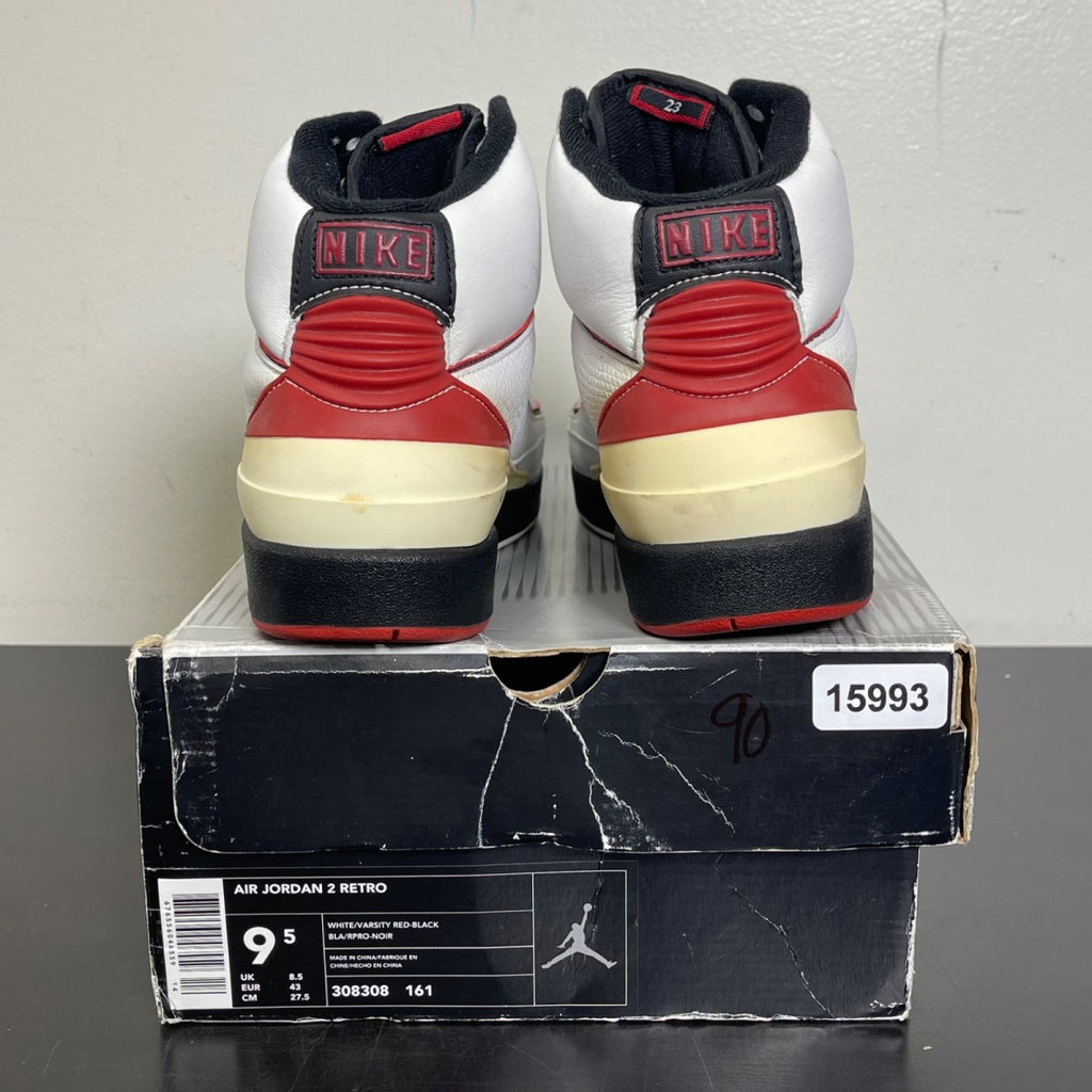 Jordan 2 Retro White Varsity Red (2004) 9.5 (Moderately Worn Pre-Owned)JordanWhite/Varsity Red-Black - Image 4