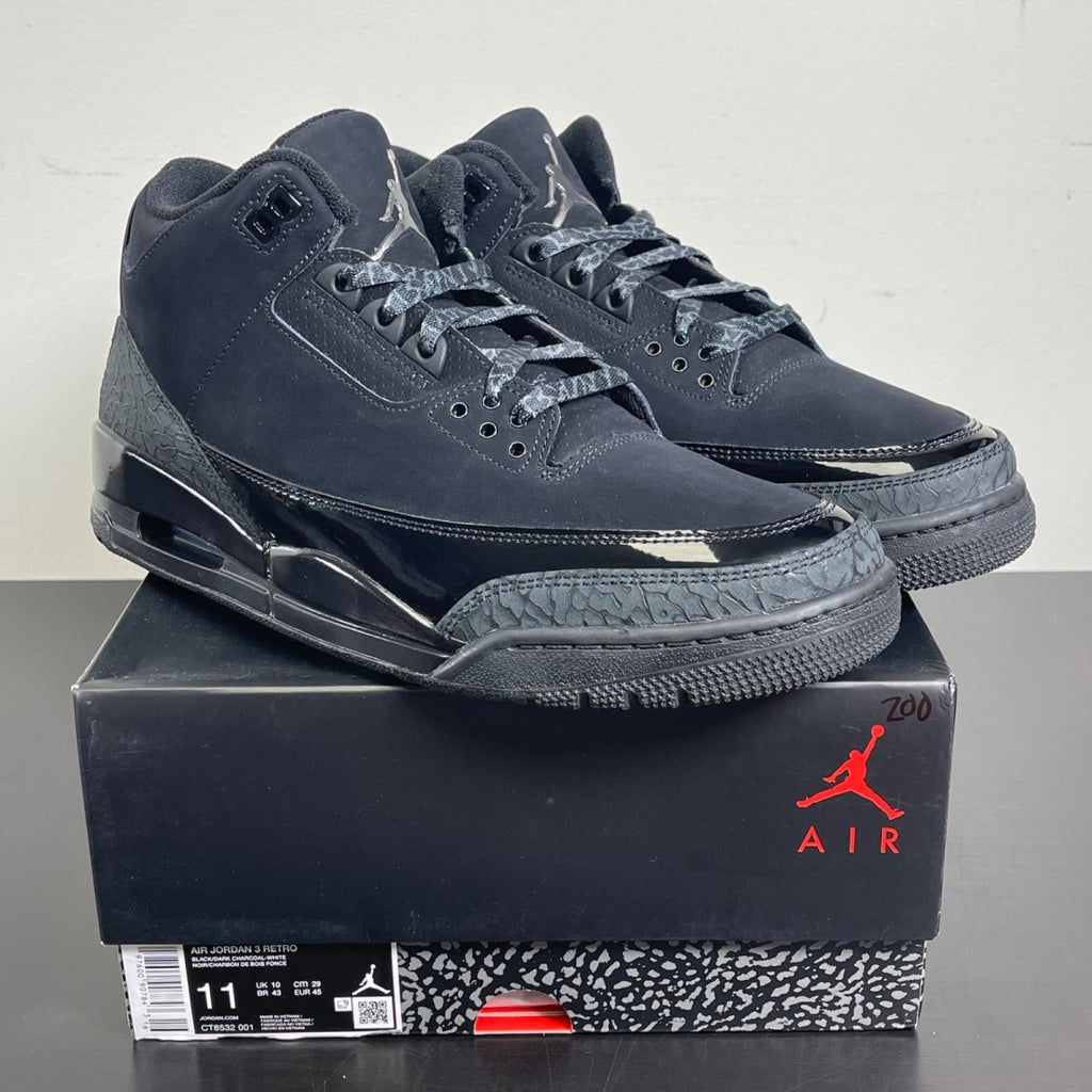 Jordan 3 Retro Black Cat (2025) 11 (Moderately Worn Pre-Owned)JordanBlack/Dark Charcoal/Black - Image 1