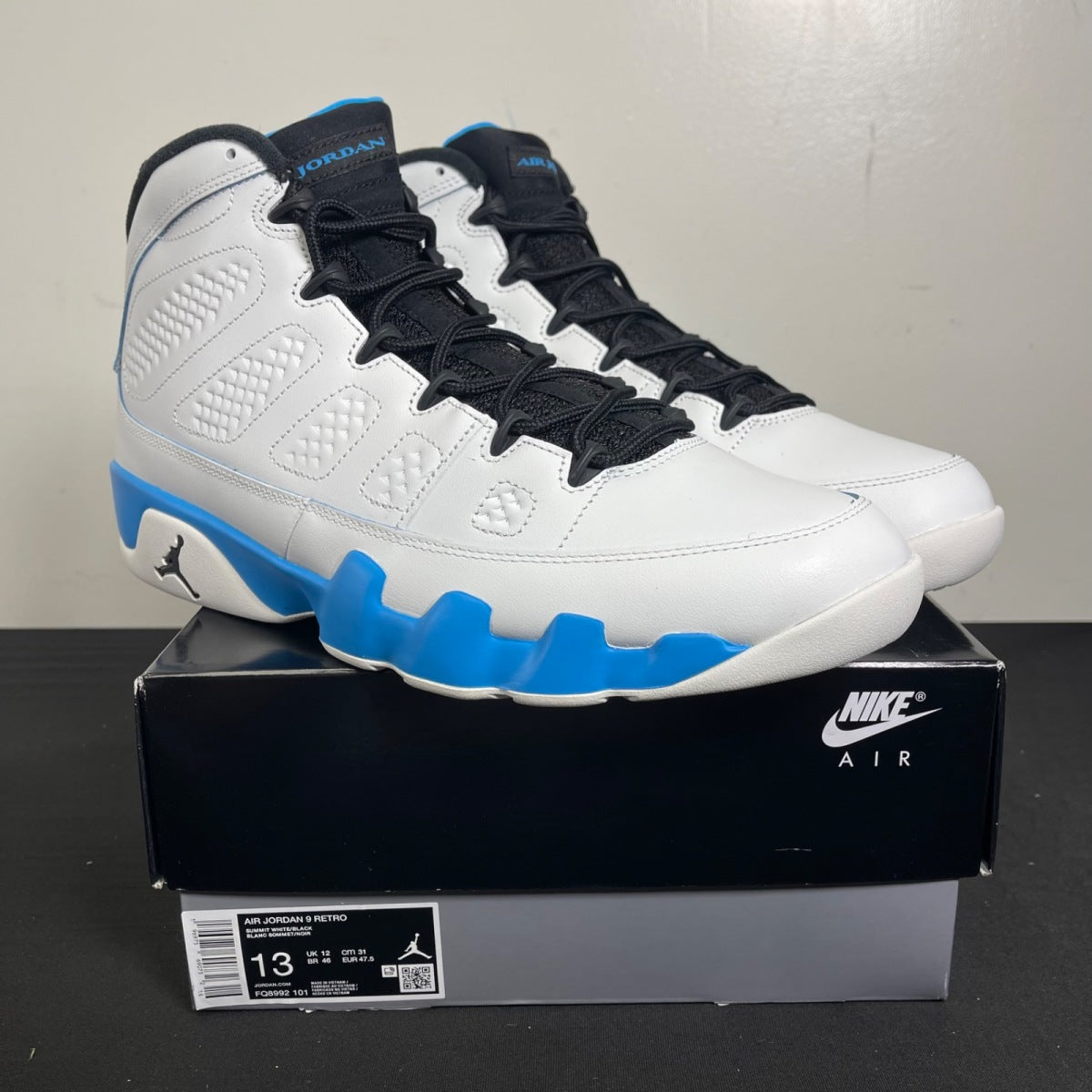 Jordan 9 Retro Powder Blue (2024) 13 (New Pre-Owned)JordanSummit White/Black/Dark Powder Blue - Image 1