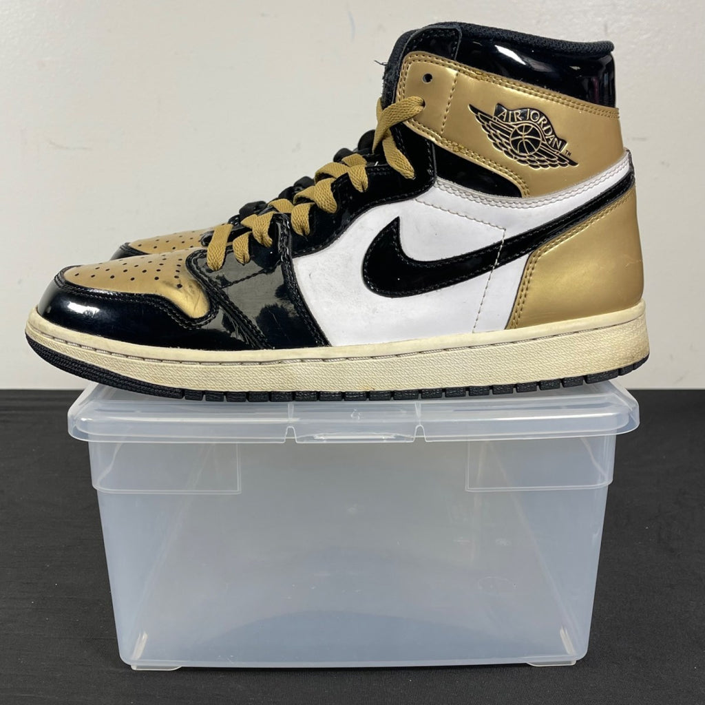 Jordan 1 Retro High NRG Patent Gold Toe 10 (Moderately Worn Pre-Owned)JordanBlack/Metallic Gold-Summit White - Image 3