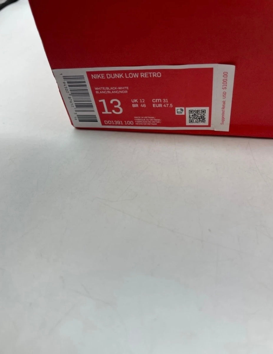 Nike Dunk Low Retro White Black Panda 13 (Lightly Worn Pre-Owned)NikeWhite/Black - Image 9
