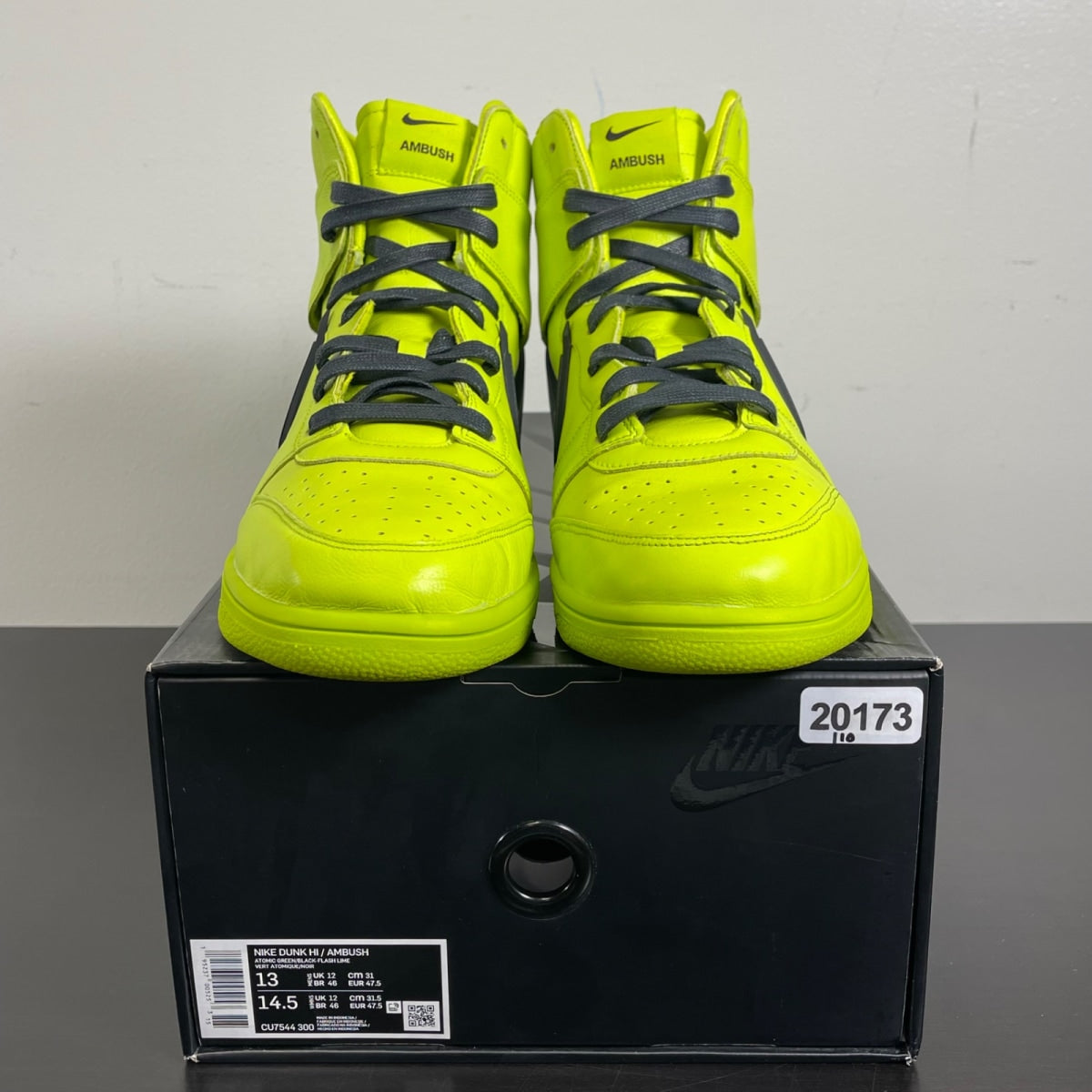 Nike Dunk High AMBUSH Flash Lime 13 (Moderately Worn Pre-Owned)NikeAtomic Green/Flash Lime-Black - Image 2