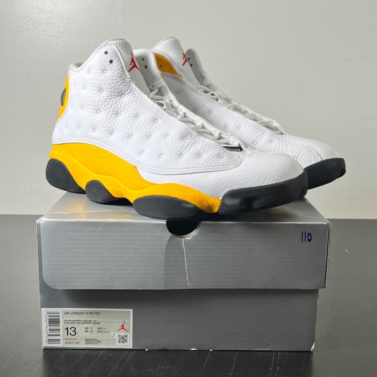 Jordan 13 Retro Del Sol 13 (Moderately Worn Pre-Owned)JordanWhite/University Red/Del Sol/Black - Image 1