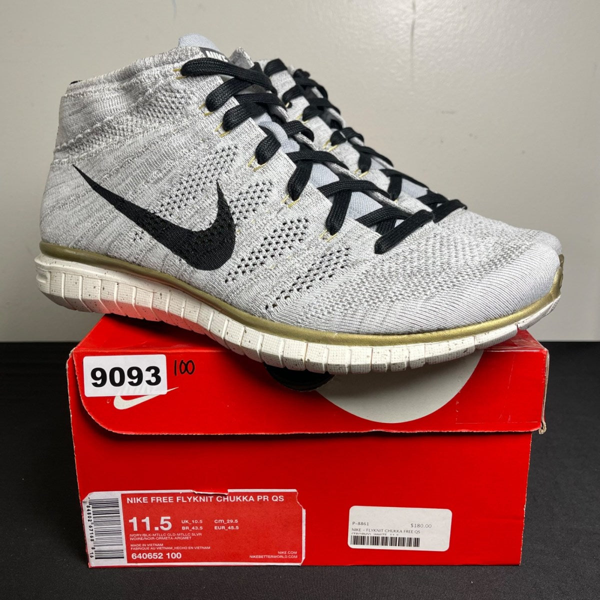 Nike Free Flyknit Chukka PR QS 'Gold Trophy Pack' (Size 11.5) - Image 1
