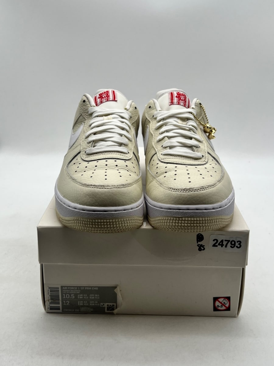 Nike Air Force 1 Low '07 Premium Popcorn 10.5 (Lightly Worn Pre-Owned)NikeCoconut Milk/White-University Red - Image 2
