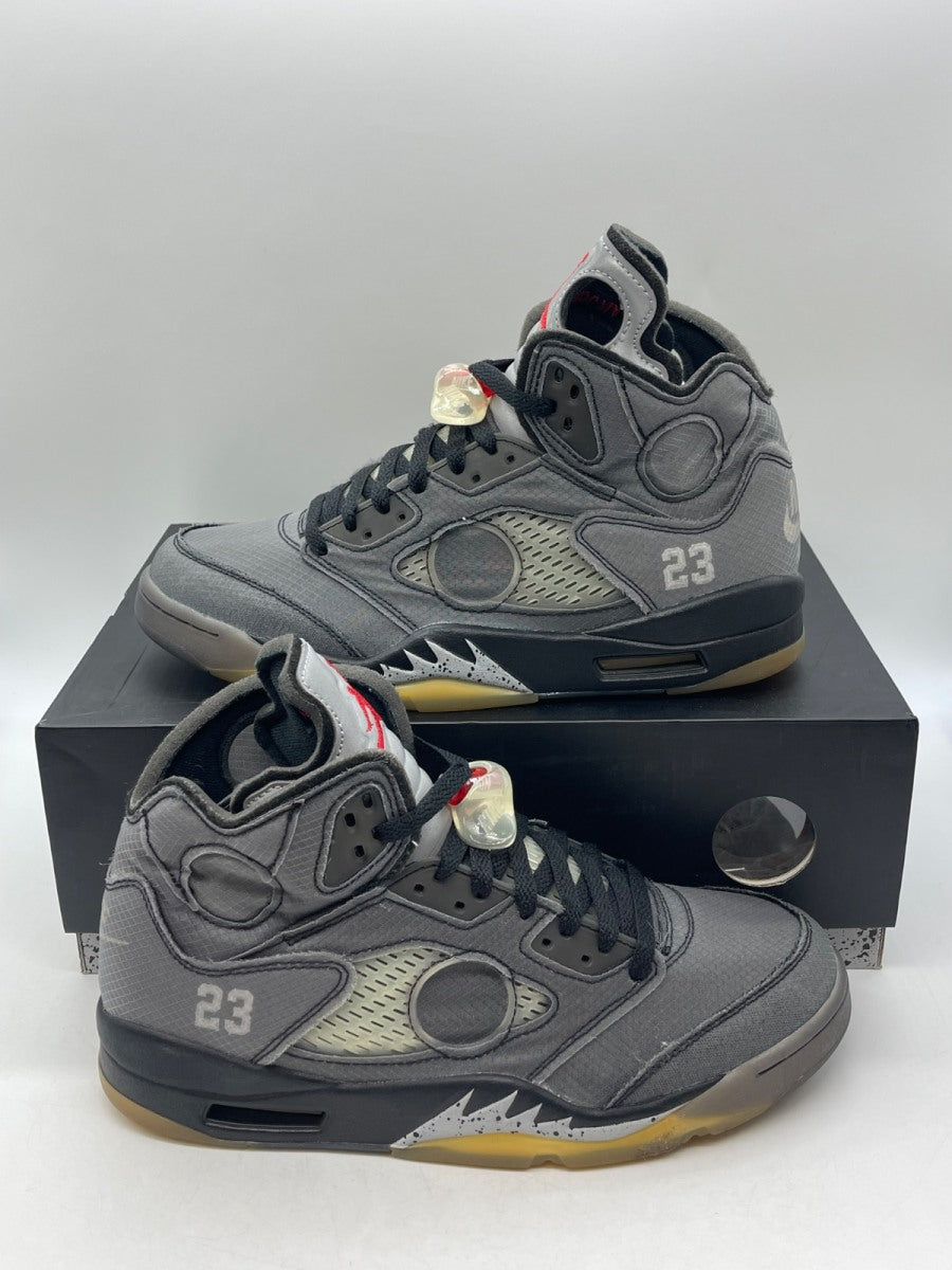 Jordan 5 Retro Off-White Muslin 9.5 (Moderately Worn Pre-Owned)JordanBlack/Muslin-Fire Red - Image 1