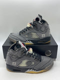 Jordan 5 Retro Off-White Muslin 9.5 (Moderately Worn Pre-Owned)JordanBlack/Muslin-Fire Red - Image 1