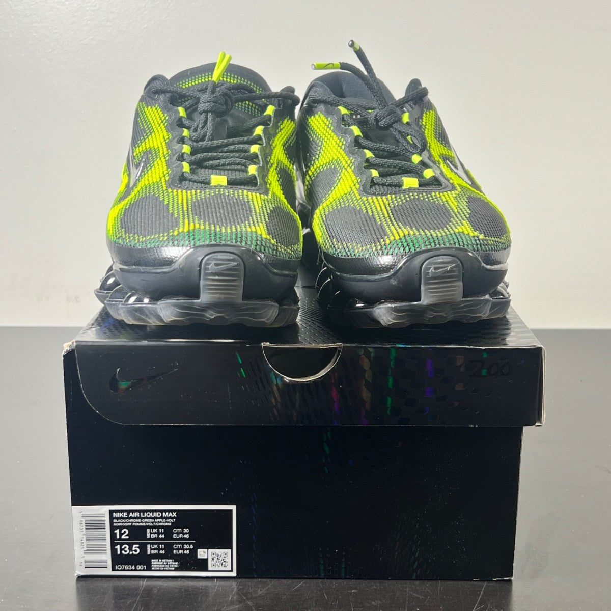Nike Air Liquid Max Black Green Apple 12 (Lightly Worn Pre-Owned)NikeBlack/Chrome/Green Apple/Volt/Radiant Green/Clear - Image 2