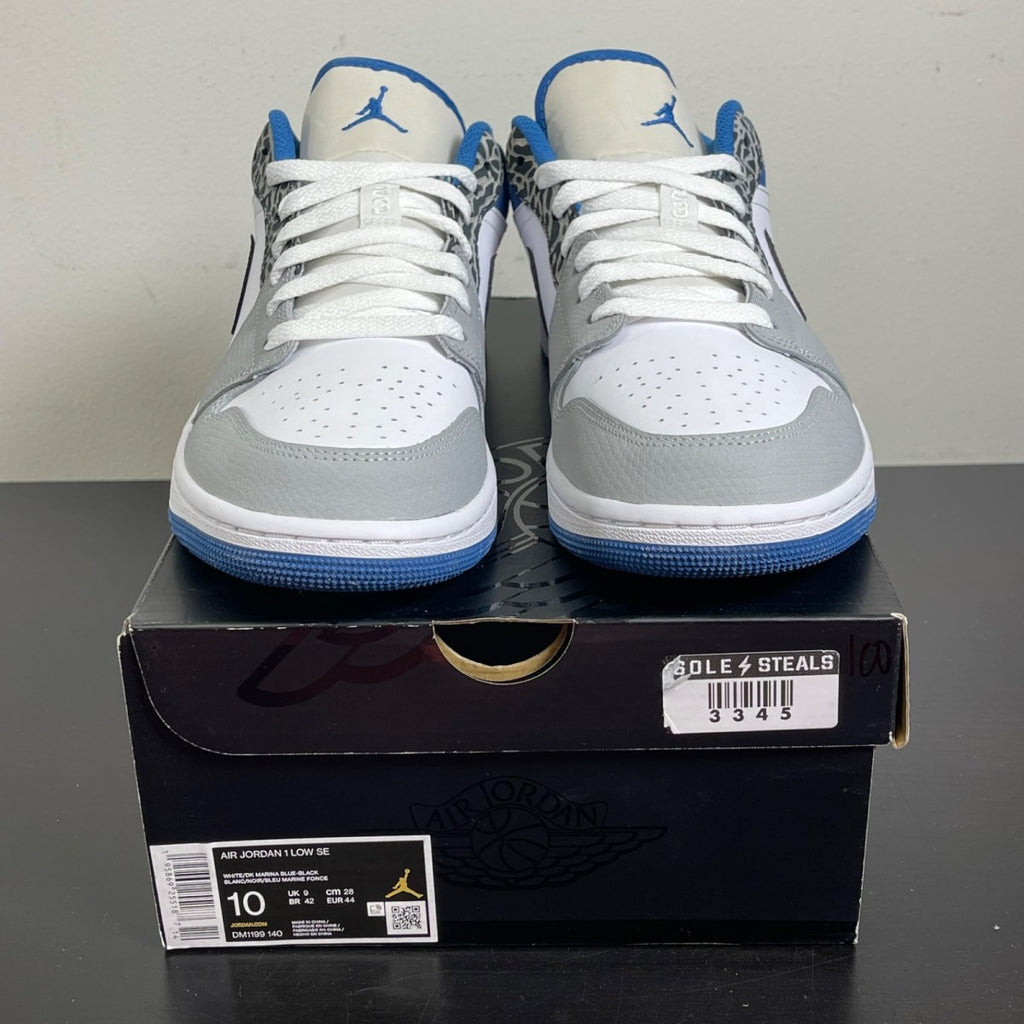 Jordan 1 Low SE True Blue 10 (Moderately Worn Pre-Owned)JordanWhite/Grey-True Blue-Black - Image 2