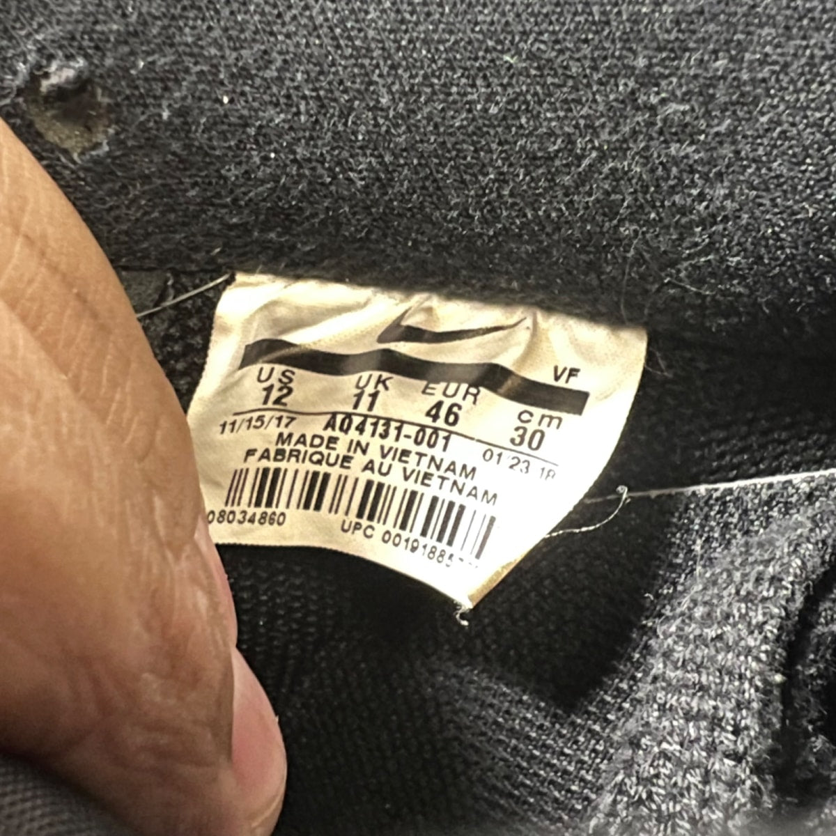 Nike Air Force 1 Low Black Pattern Swoosh 12 (Heavily Worn Pre-Owned)NikeBlack/White - Image 4