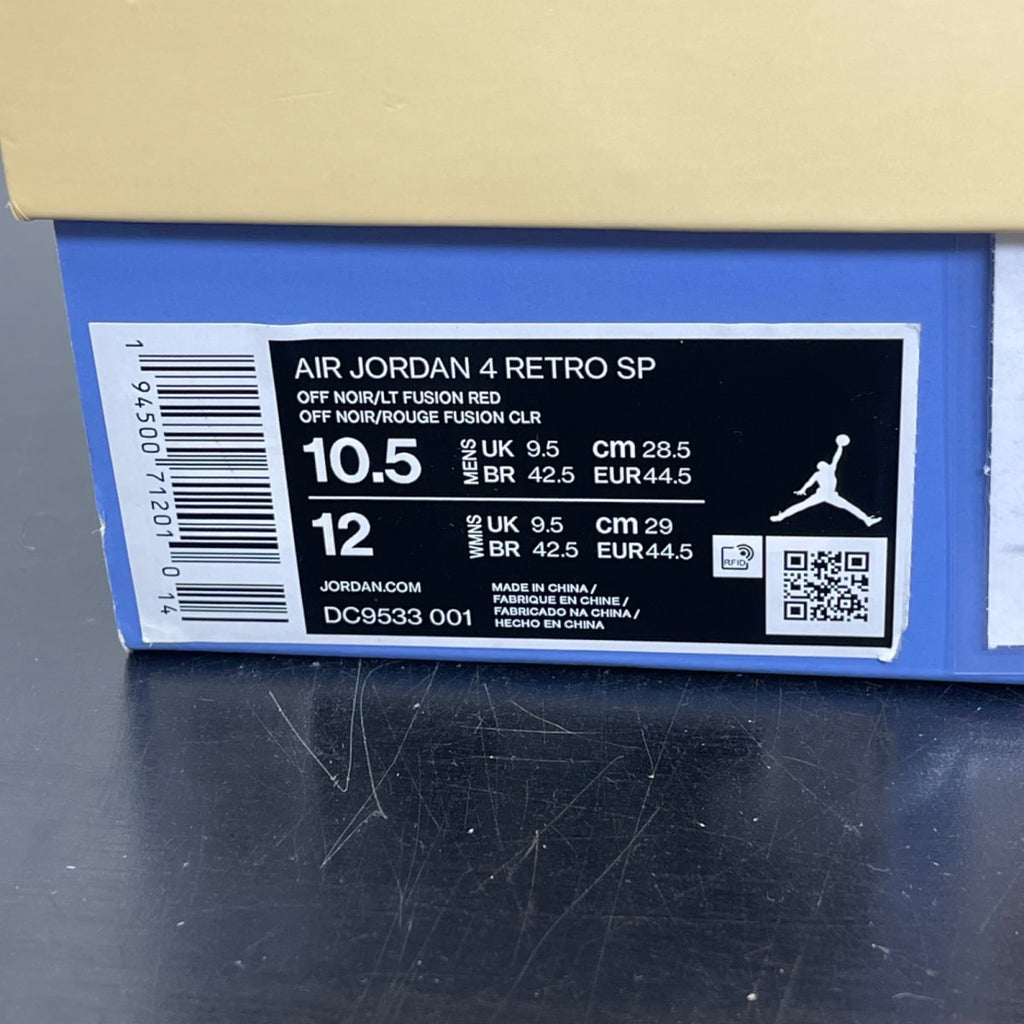 Jordan 4 Retro Union Off Noir 10.5 (Moderately Worn Pre-Owned)JordanOff-Noir/Brigade Blue-Dark Smoke Grey-Light Fusion Red - Image 7