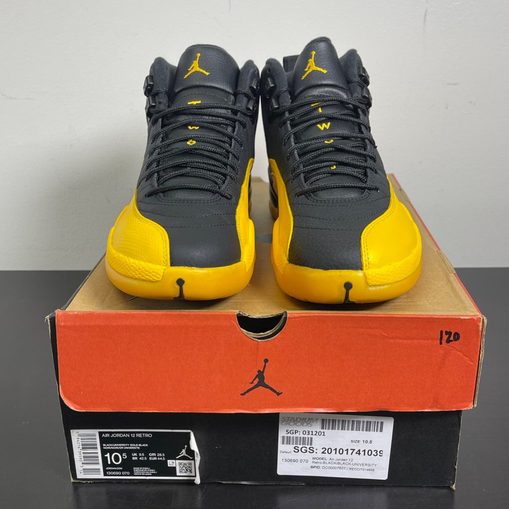 Jordan 12 Retro Black University Gold 10.5 (Moderately Worn Pre-Owned)JordanBlack/University Gold - Image 2