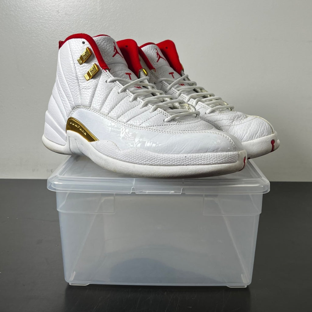 Jordan 12 Retro FIBA (2019) 11 (Heavily Worn Pre-Owned)JordanWhite/University Red-Metallic Gold - Image 1
