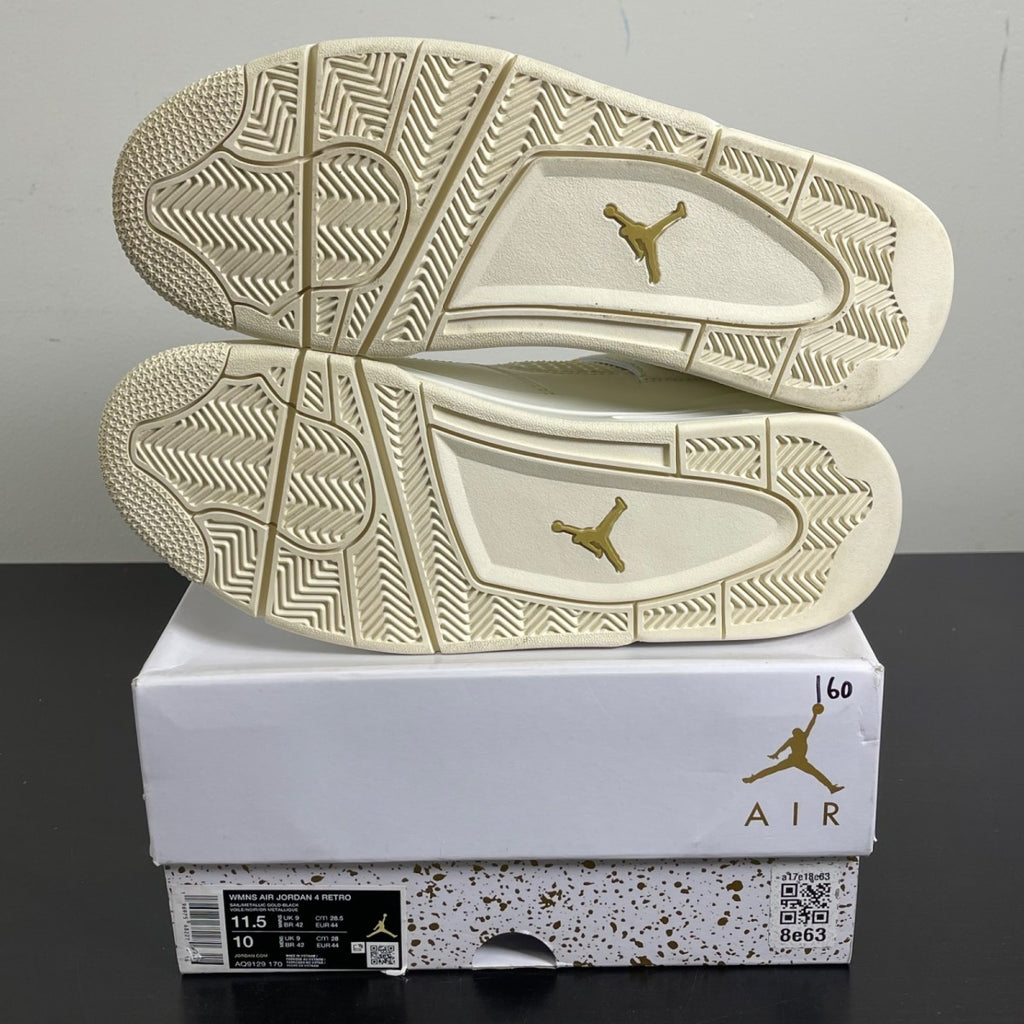 Jordan 4 Retro Metallic Gold (Women's) 11.5W (Moderately Worn Pre-Owned)JordanSail/Metallic Gold/Black - Image 5