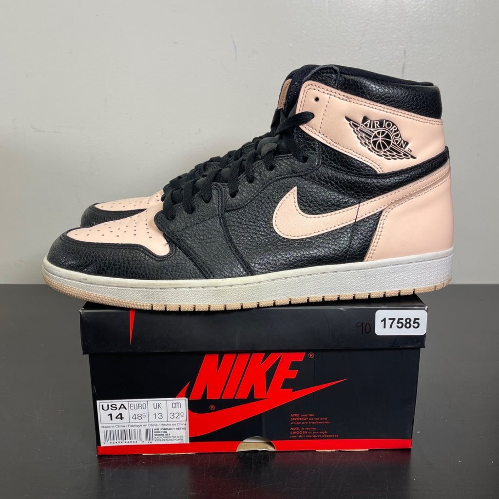 Jordan 1 Retro High Black Crimson Tint 14 (Moderately Worn Pre-Owned)JordanBlack/Crimson Tint-White-Hyper Pink-Mystic Green - Image 3