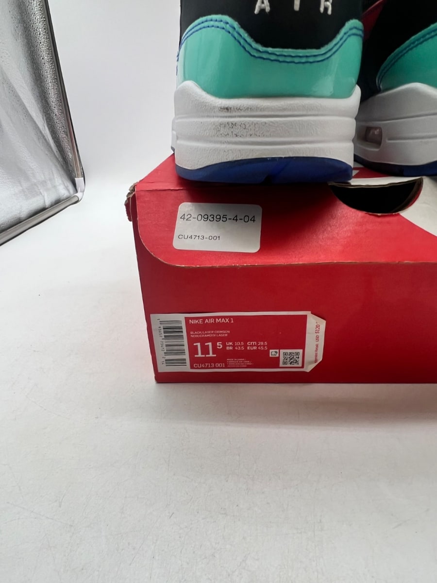 Nike Air Max 1 Black Hyper Grape 11.5 (Lightly Worn Pre-Owned)NikeBlack/Hyper Grape/Hyper Royal/Laser Crimson - Image 4