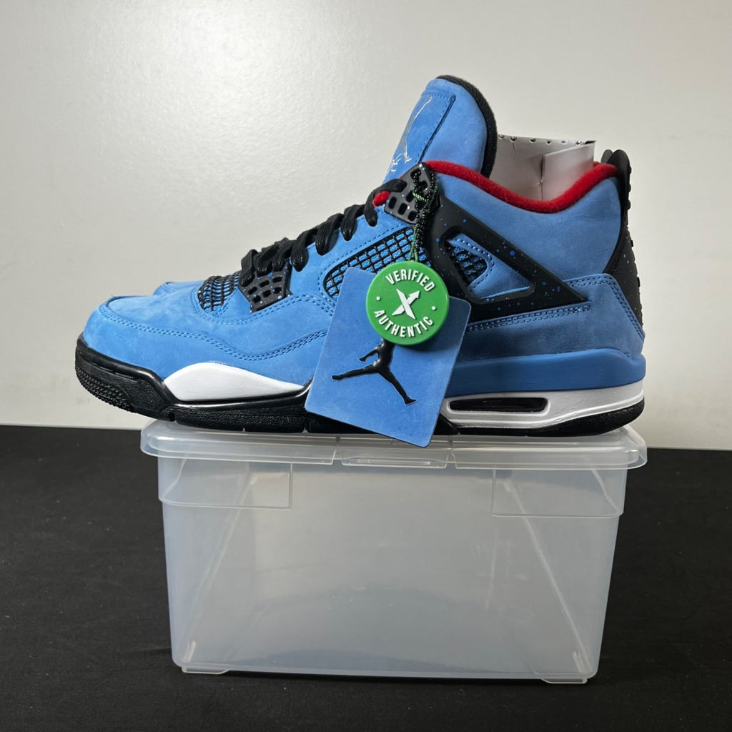Jordan 4 Retro Travis Scott Cactus Jack 10 (New Pre-Owned)JordanUniversity Blue/Black-Varsity Red - Image 3