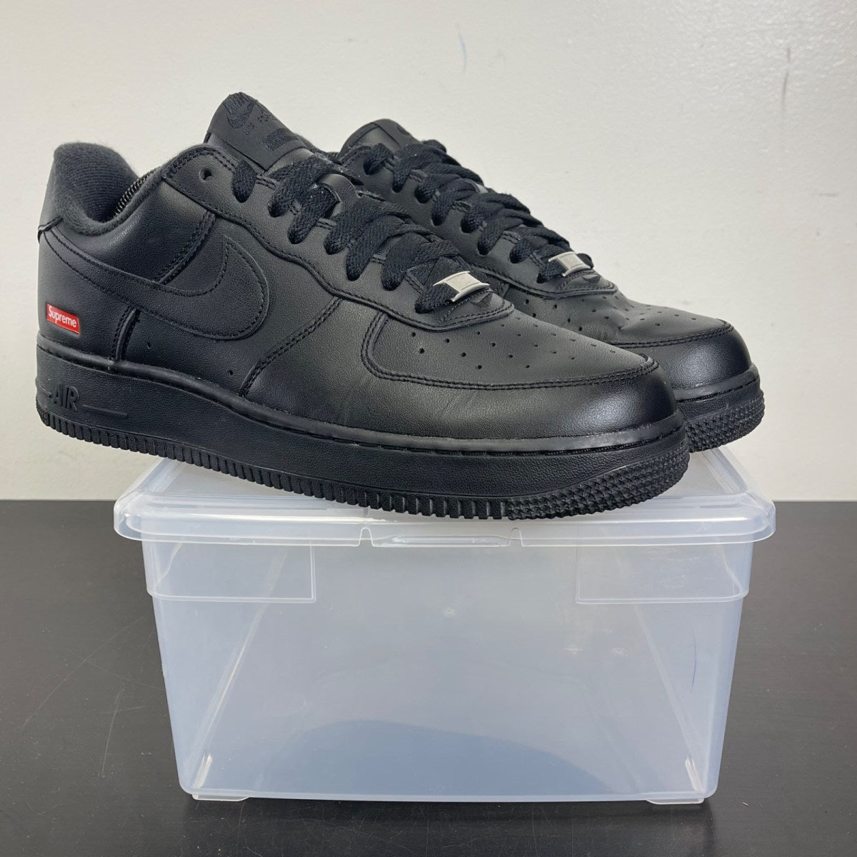 Nike Air Force 1 Low Supreme Black 10.5 (Moderately Worn Pre-Owned)NikeBlack/Black-Black - Image 1