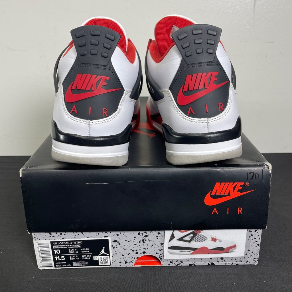 Jordan 4 Retro Fire Red (2020) 10 (Moderately Worn Pre-Owned)JordanWhite/Black-Tech Grey-Fire Red - Image 4