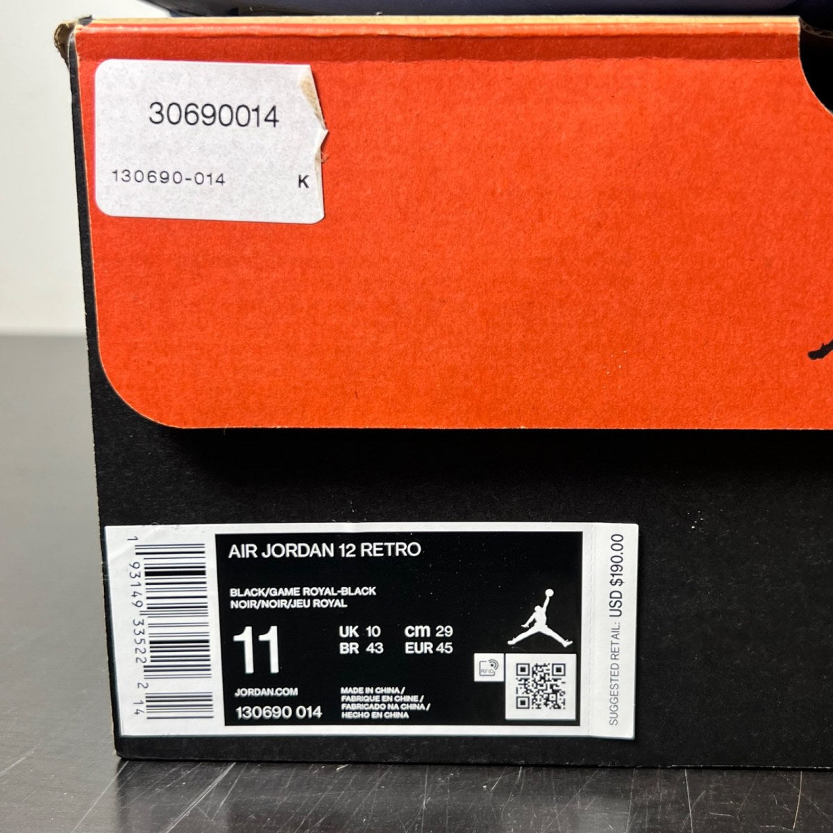 Jordan 12 Retro Black Game Royal 11 (Lightly Worn Pre-Owned)JordanBlack/Game Royal-Black - Image 4