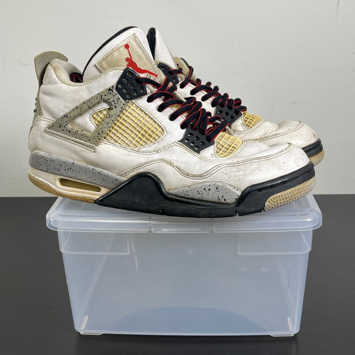 Jordan 4 Retro White Cement (2016) 8 (Heavily Worn Pre-Owned)JordanWhite/Fire Red-Black-Tech Grey - Image 1