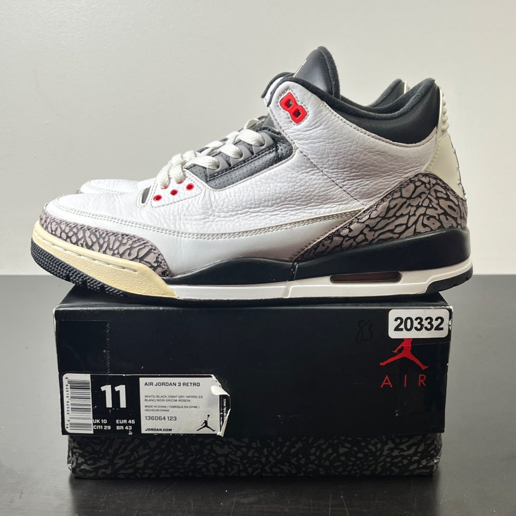 Jordan 3 Retro Infrared 23 11 (Heavily Worn Pre-Owned)JordanWhite/Cement Grey-Infrared 23-Black - Image 3