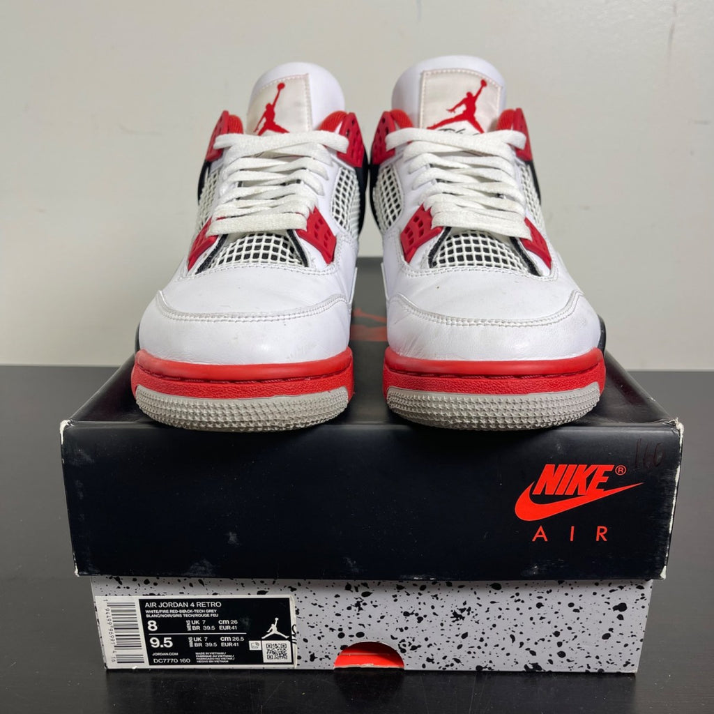 Jordan 4 Retro Fire Red (2020) 8 (Moderately Worn Pre-Owned)JordanWhite/Black-Tech Grey-Fire Red - Image 2