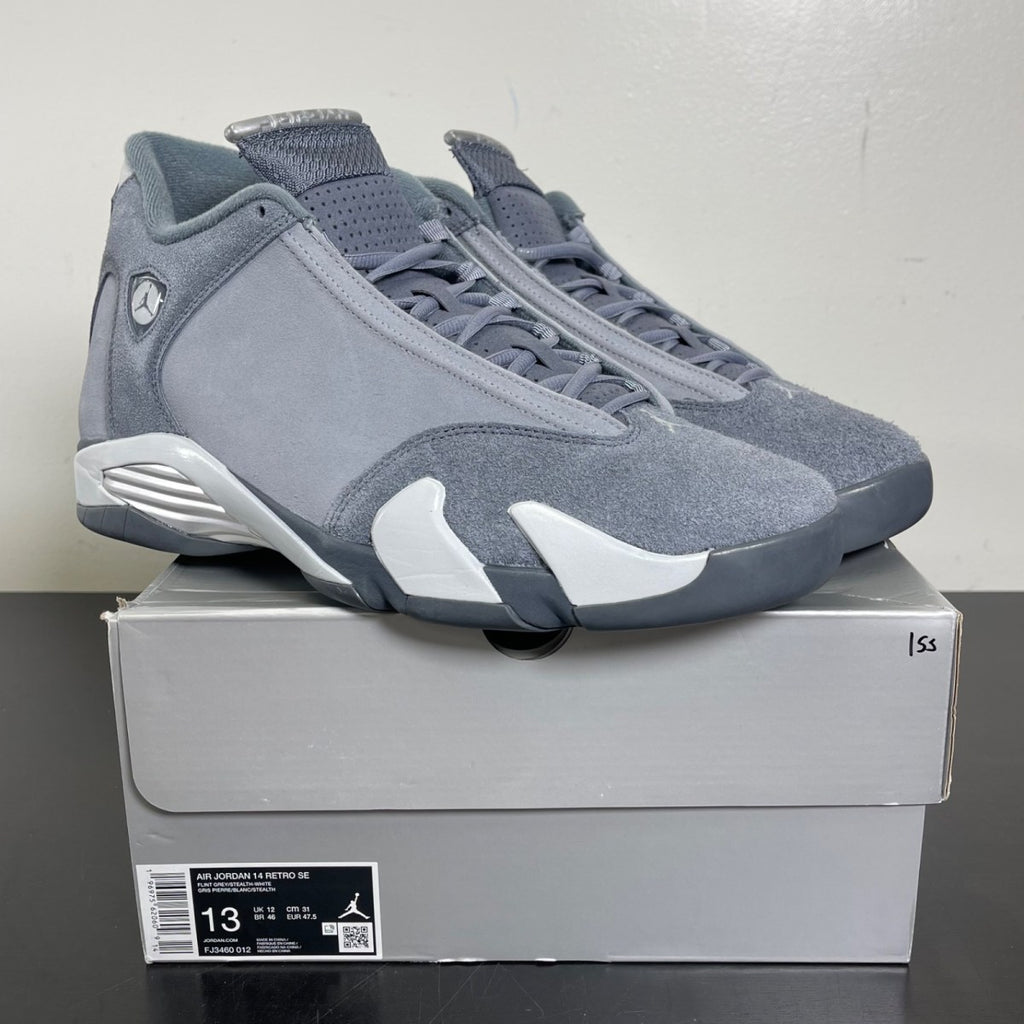 Jordan 14 Retro Flint Grey 13 (Moderately Worn Pre-Owned)JordanFlint Grey/Stealth Grey/White - Image 1