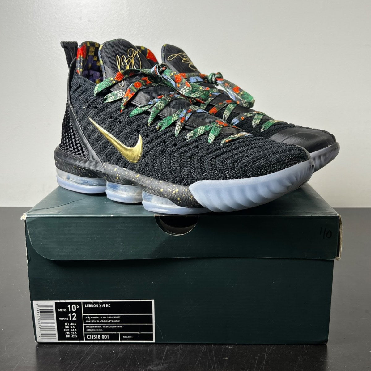 Nike LeBron 16 Watch the Throne 10.5 (Lightly Worn Pre-Owned)NikeBlack/Metallic Gold-Rose Frost - Image 1