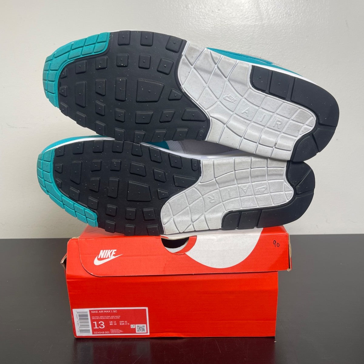 Nike Air Max 1 SC Clear Jade 13 (Moderately Worn Pre-Owned)NikeNeutral Grey/Clear Jade-White-Black - Image 5