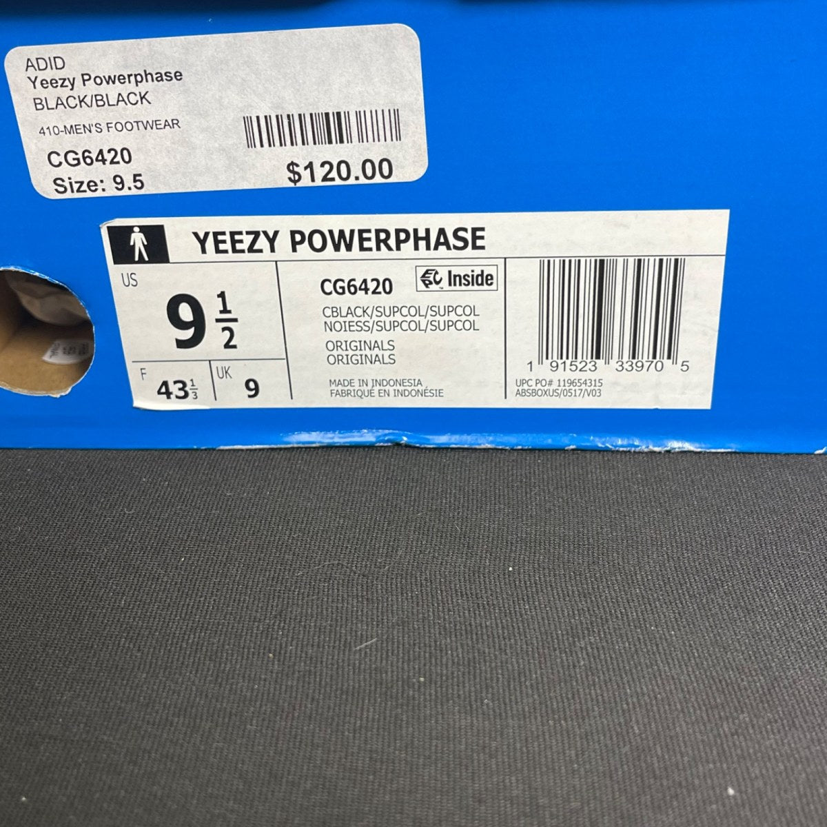 adidas Yeezy Powerphase Calabasas Core Black 9.5 (Moderately Worn Pre-Owned)adidas - Image 7