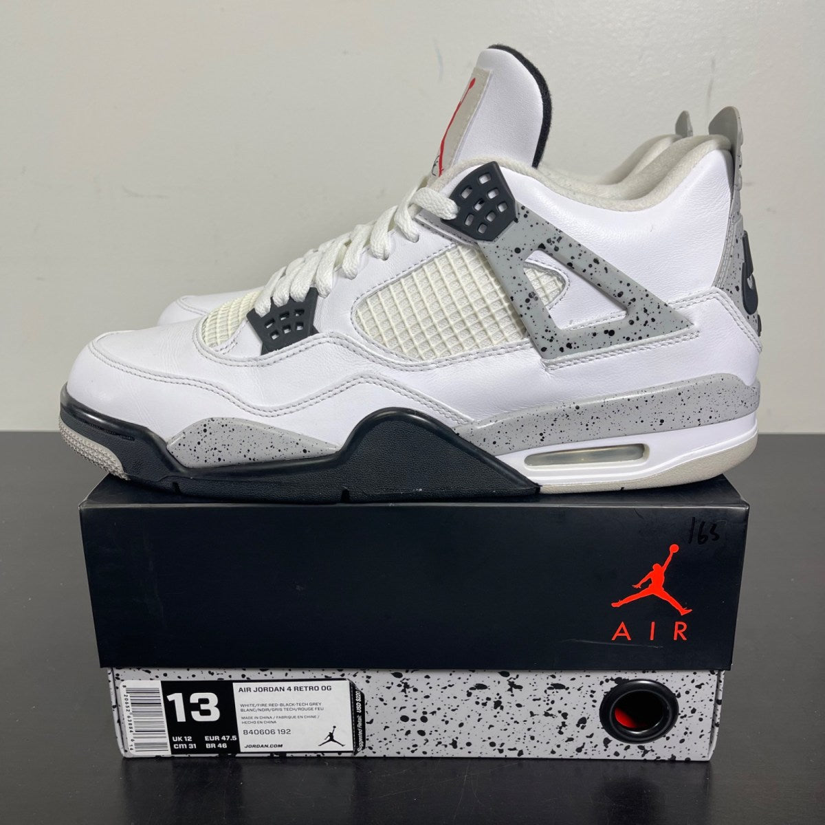 Jordan 4 Retro White Cement (2016) 13 (Moderately Worn Pre-Owned)JordanWhite/Fire Red-Black-Tech Grey - Image 3