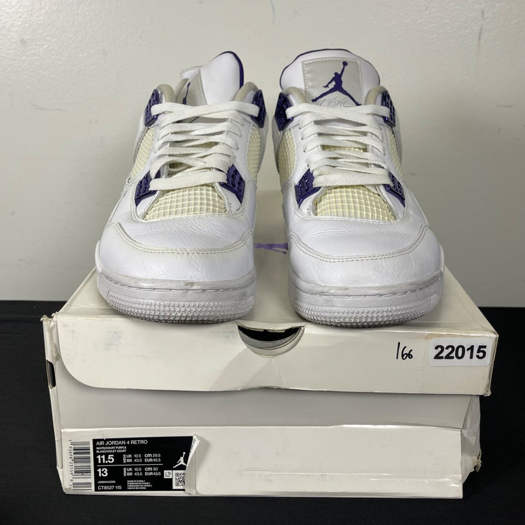 Jordan 4 Retro Metallic Purple 11.5 (Moderately Worn Pre-Owned)JordanWhite/Metallic Silver-Court Purple - Image 2
