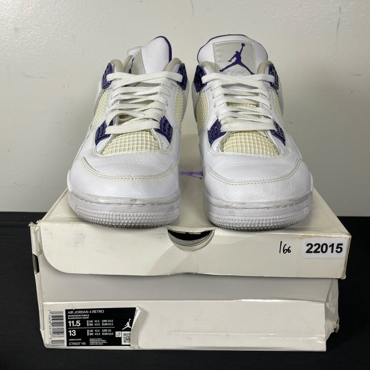 Jordan 4 Retro Metallic Purple 11.5 (Moderately Worn Pre-Owned)JordanWhite/Metallic Silver-Court Purple - Image 2