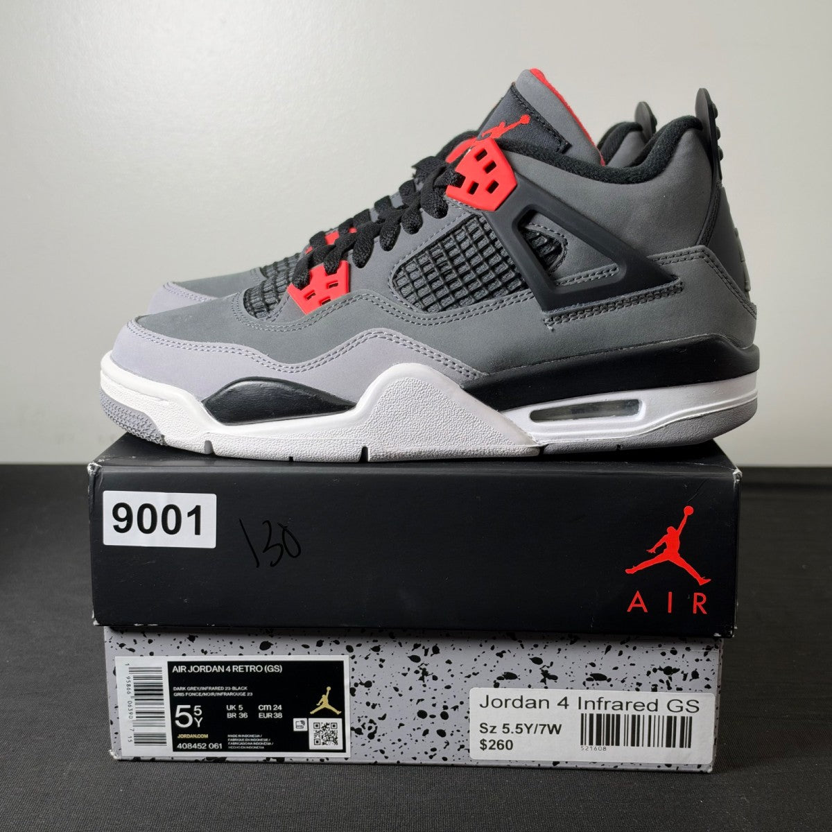 Jordan 4 Retro Infrared (GS) (Size 5.5Y) - Image 3