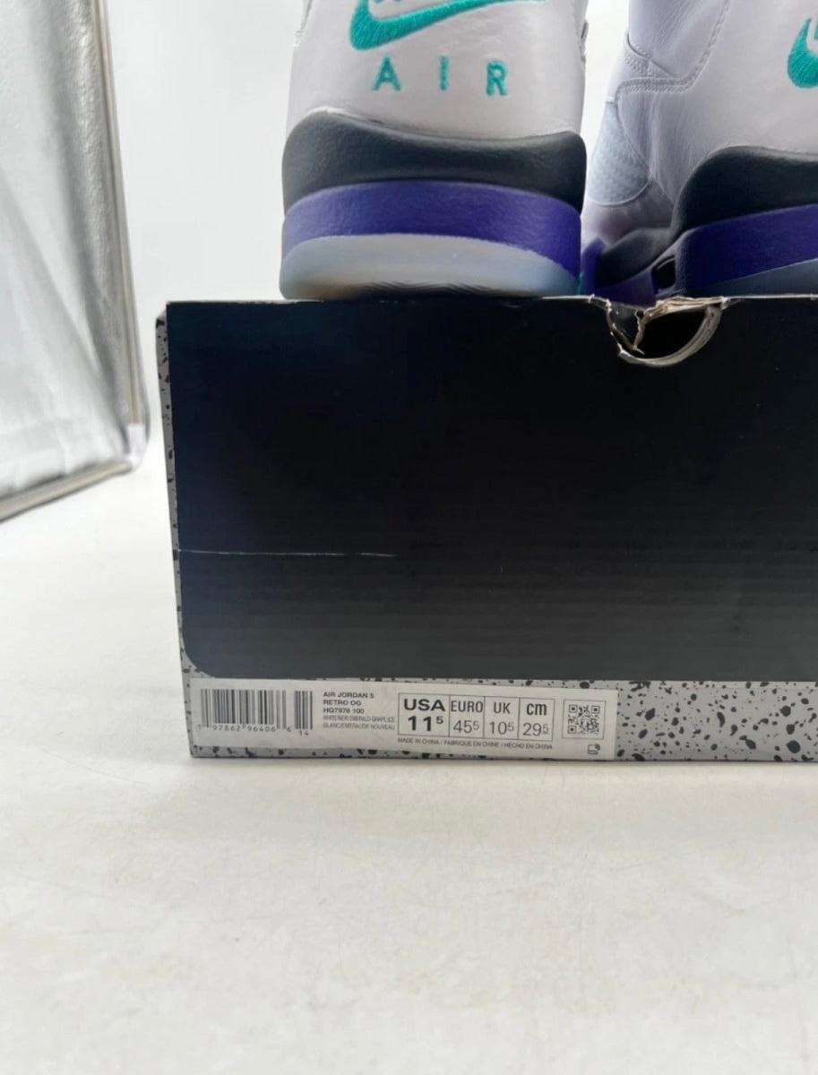 Jordan 5 Retro Grape (2025) 11.5 (Moderately Worn Pre-Owned)JordanWhite/Grape Ice-New Emerald - Image 4