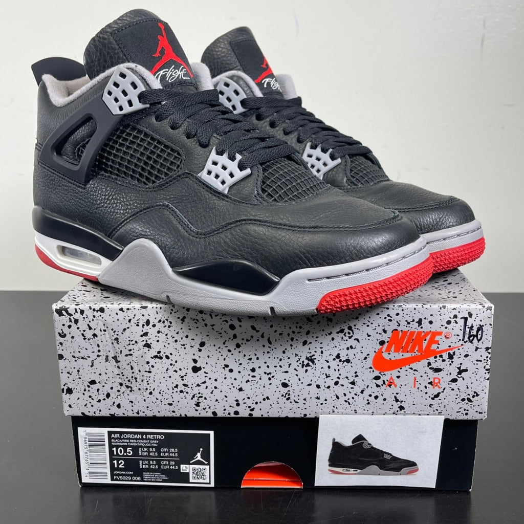 Jordan 4 Retro Bred Reimagined 10.5 (Moderately Worn Pre-Owned)JordanBlack/Cement Grey/Varsity Red/Summit White - Image 1