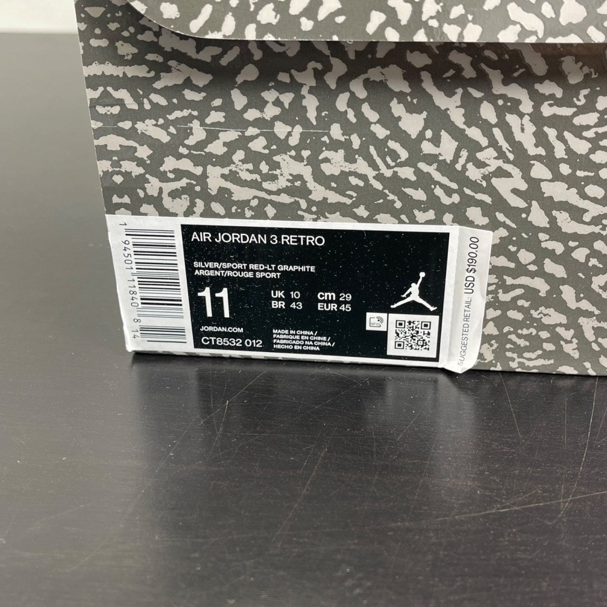 Jordan 3 Retro Cool Grey (2021) 11 (Moderately Worn Pre-Owned)JordanSilver/Light Graphite-Orange Peel-Sport Red - Image 7