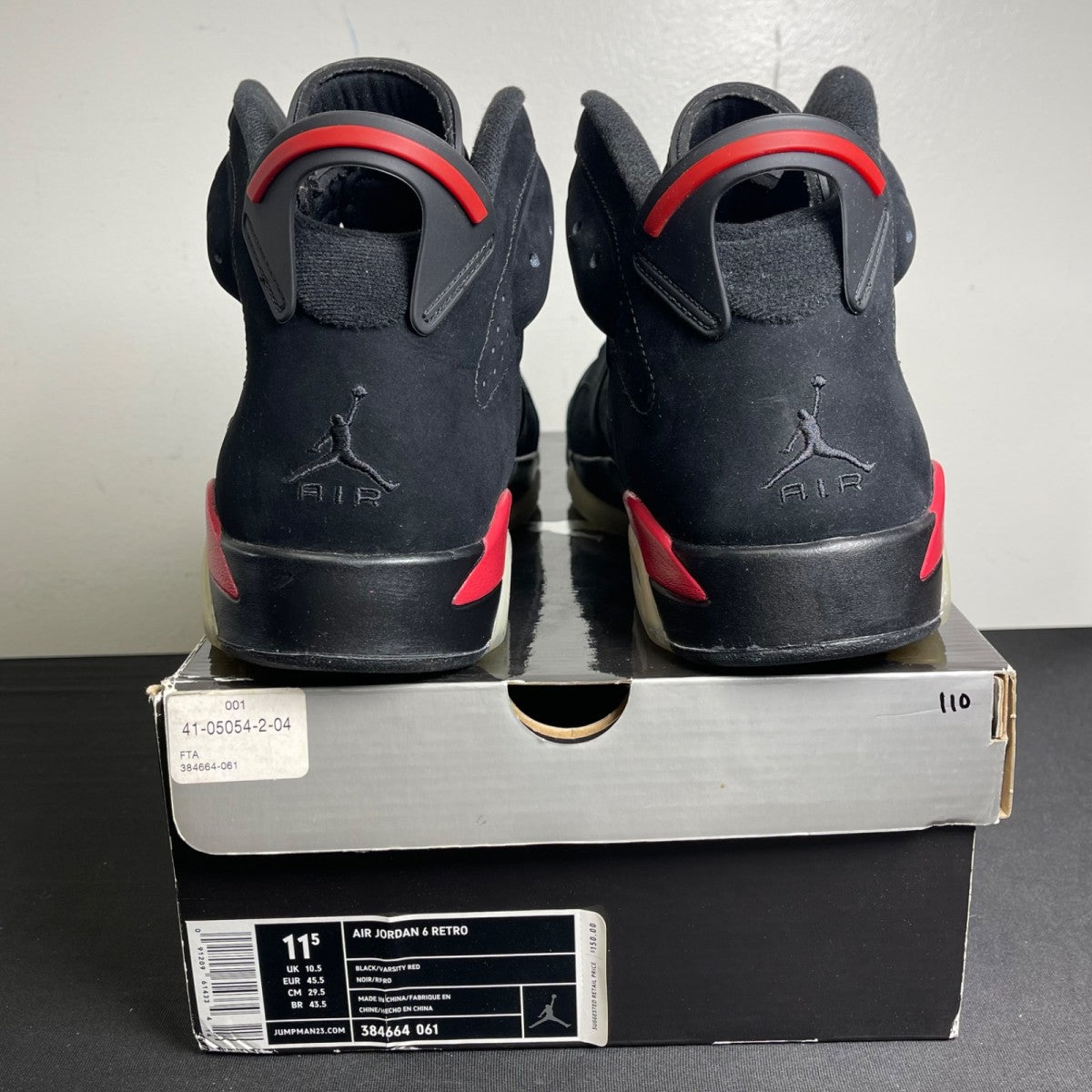 Jordan 6 Retro Black Varsity Red (2010) (Size 11.5) - Image 4