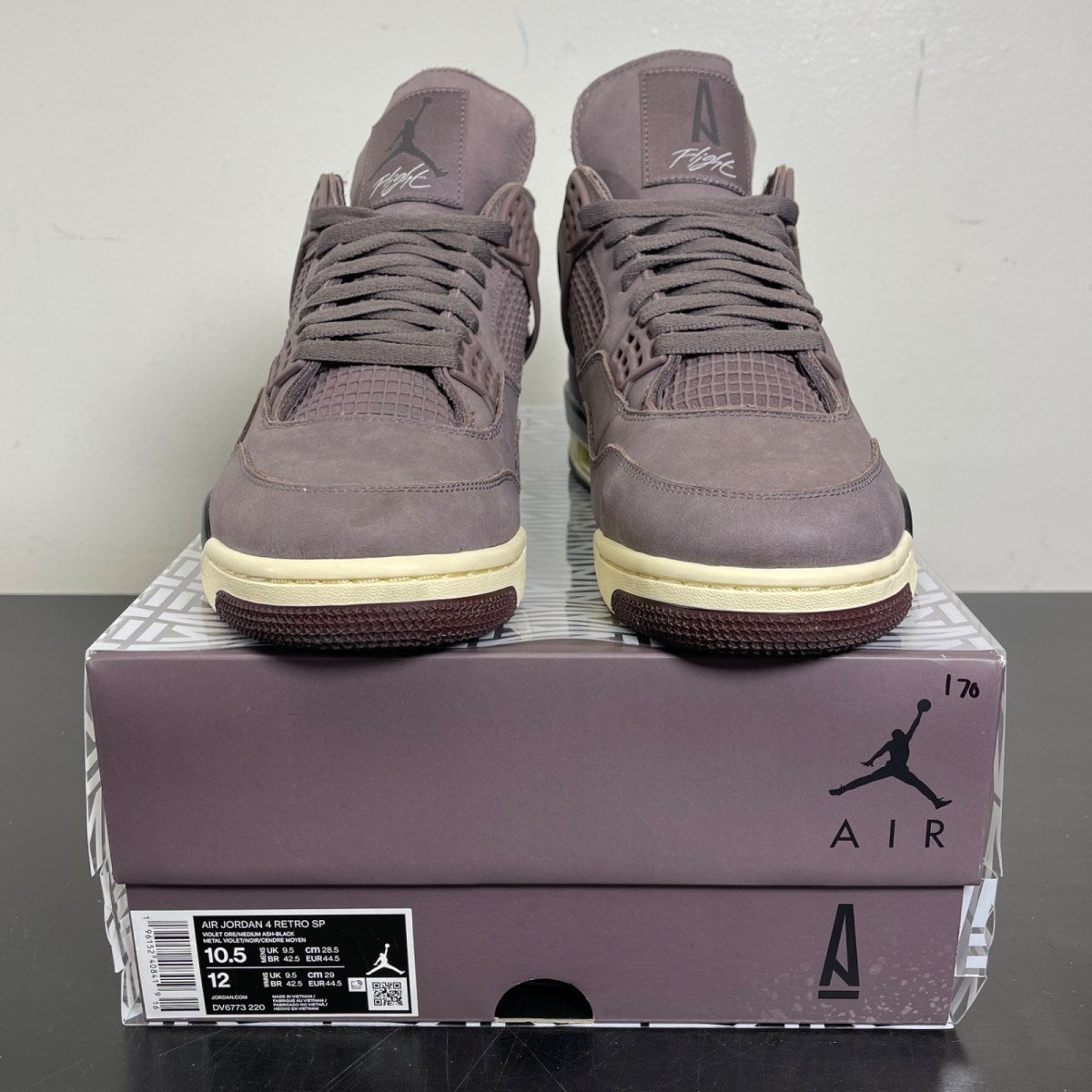 Jordan 4 Retro SP A Ma Maniére Violet Ore 10.5 (Moderately Worn Pre-Owned)JordanViolet Ore/Medium Ash-Black-Muslin-Burgundy Crush - Image 2