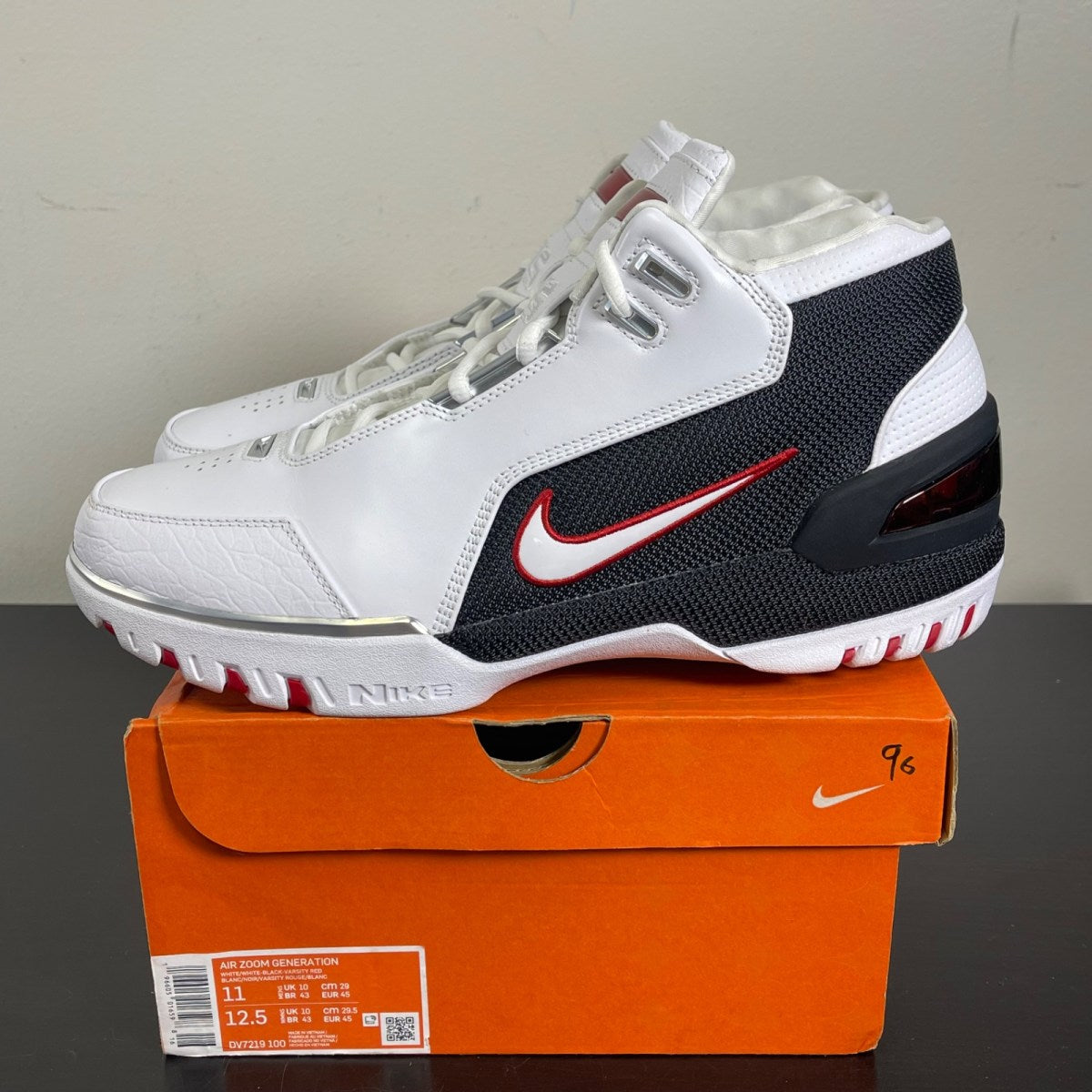 Nike Air Zoom Generation Retro Debut (2023) 11 (Moderately Worn Pre-Owned)NikeWhite/Black/Varsity Red/Metallic Silver - Image 3