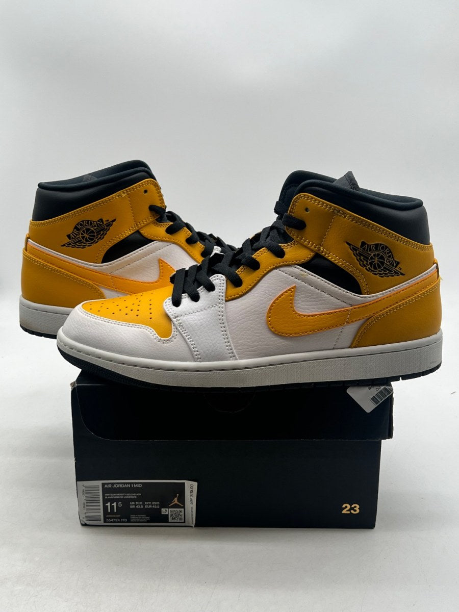 Jordan 1 Mid University Gold 11.5 (Lightly Worn Pre-Owned)JordanWhite/University Gold-Black - Image 1