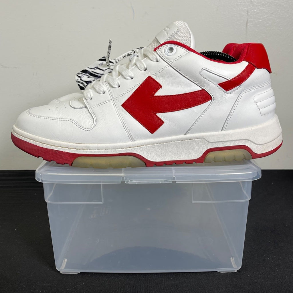 OFF-WHITE Out Of Office OOO Low Tops White Red White Tag 46 (Moderately Worn Pre-Owned)OFF-WHITEWhite/Red - Image 3