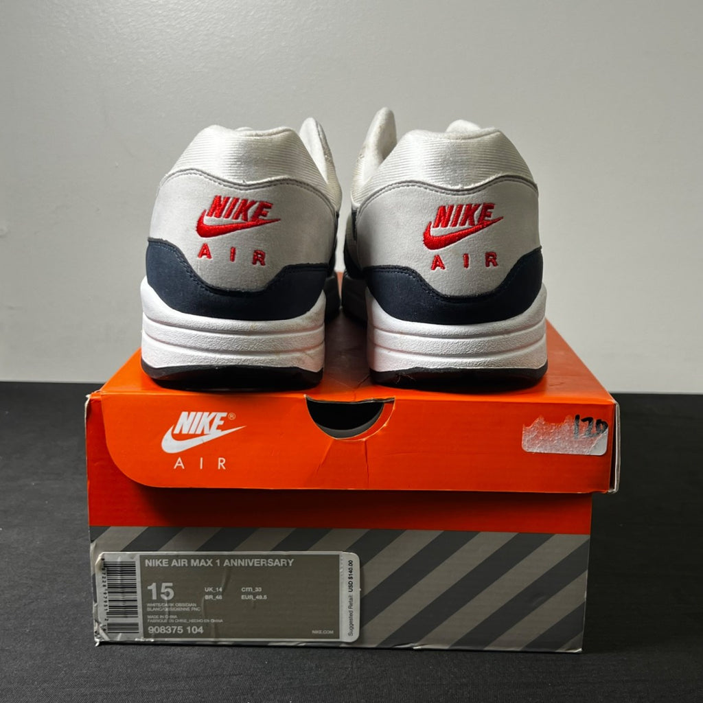 Nike Air Max 1 Anniversary Obsidian 15 (Moderately Worn Pre-Owned)NikeWhite/Dark Obsidian-Neutral Grey-Black - Image 4